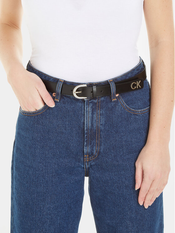 Calvin Klein Calvin Klein Pasek Damski Re-Lock Rnd Bckl Blt W/Tip K60K611103 Czarny