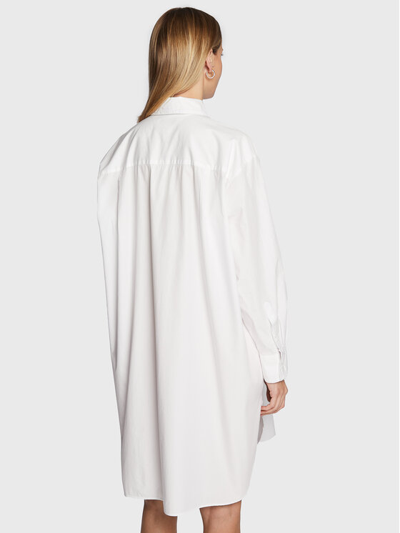 Tommy Hilfiger Tommy Hilfiger Marškinių tipo suknelė Solid WW0WW37102 Balta Oversize