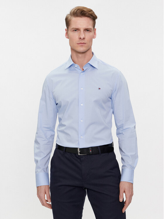 Tommy Hilfiger Tommy Hilfiger Košile Cl Flex Poplin Rf Shirt MW0MW31219 Světle modrá Regular Fit