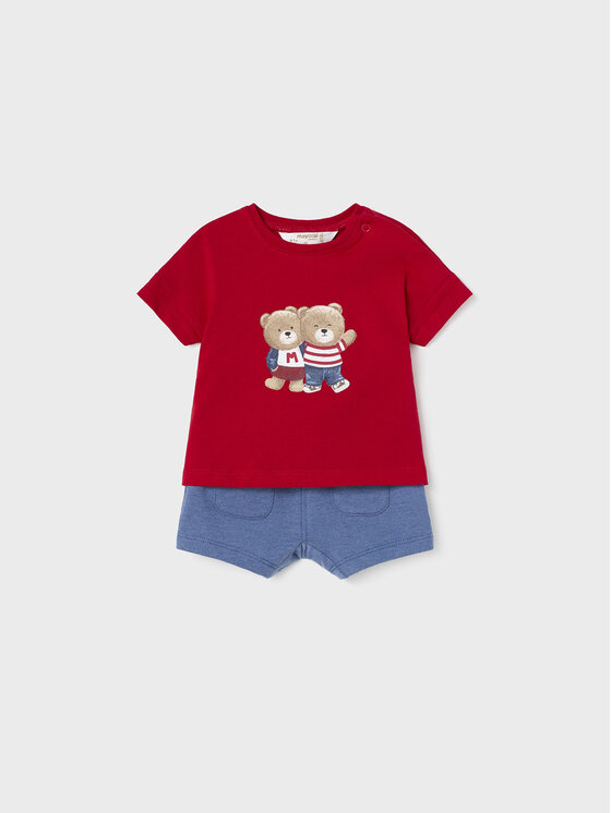 Mayoral Mayoral Σετ 2 t-shirts και παντελόνι 1629 Κόκκινο Regular Fit