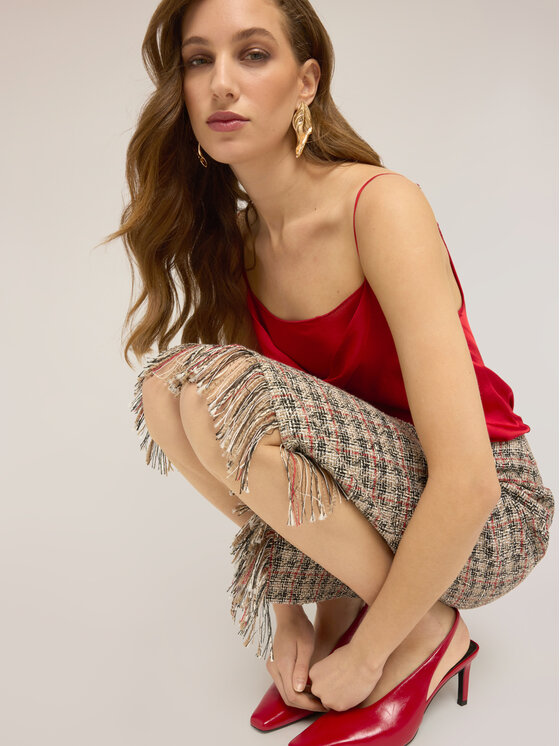 Motivi Motivi Gonna midi 1061Q001241N0V2 Crema Slim Fit