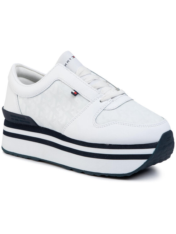 Tommy Hilfiger Sneakers Tommy Jacquard Flatform Sneaker FW0FW04680 Blanc Modivo
