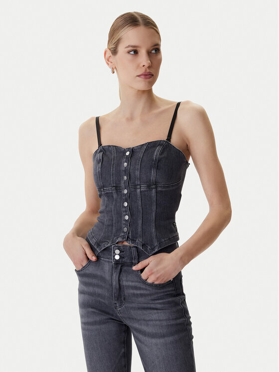 Guess Top W6RH80 D6921 Gri Slim Fit