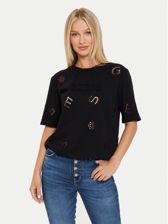 GUESS Maglietta Donna W1YI1B I3Z14 - Bianca, Girotondo, Cotone 100%