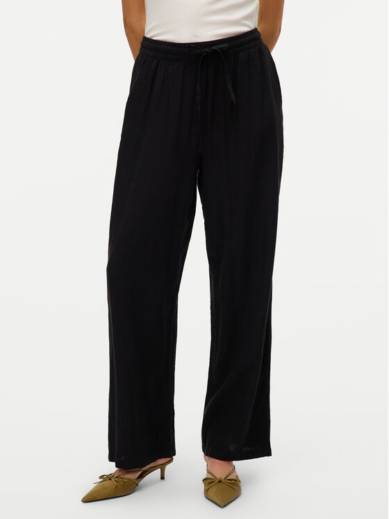 Vero Moda Bavlnené nohavice Linn 10305091 Čierna Loose Fit