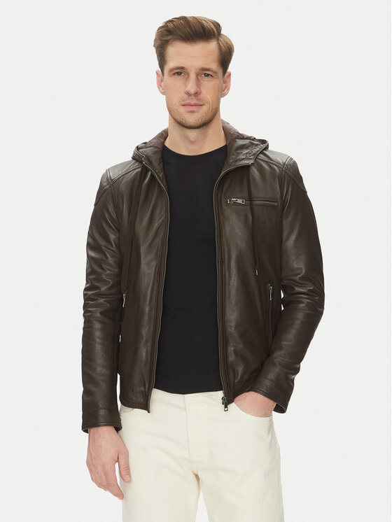 Serge Pariente Serge Pariente Шкіряна куртка Ondo Коричневий Regular Fit