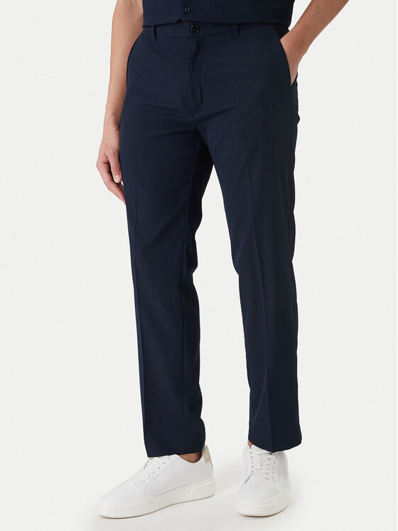 Calvin Klein Calvin Klein Bavlnené nohavice LV04LF609G Tmavomodrá Straight Fit
