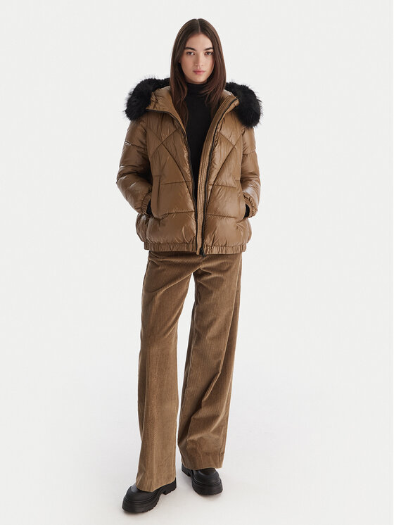 Geox Geox Zimní bunda Backsie W5628S T3121 F5212 Hnědá Oversize