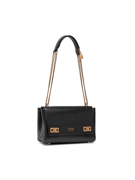 Guess Guess Дамска чанта Katey Flap Shoulder Bag HWVB78 70190 Черен