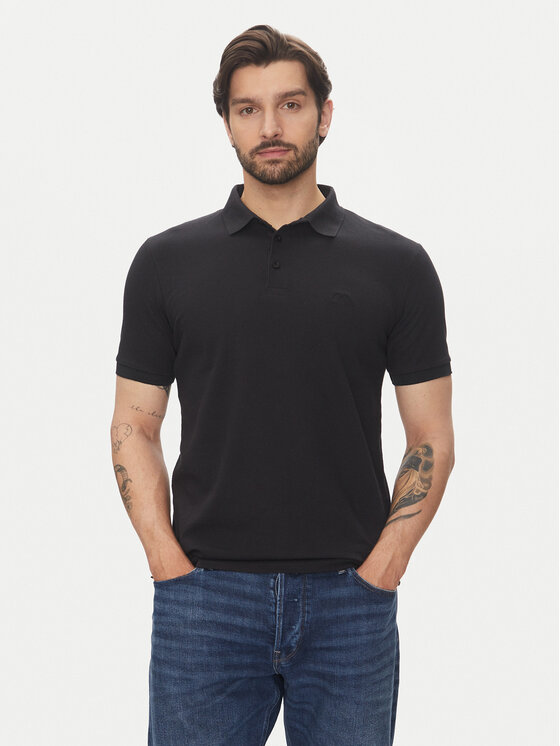 Lindbergh Lindbergh Тениска с яка и копчета 30-404020 Черен Relaxed Fit