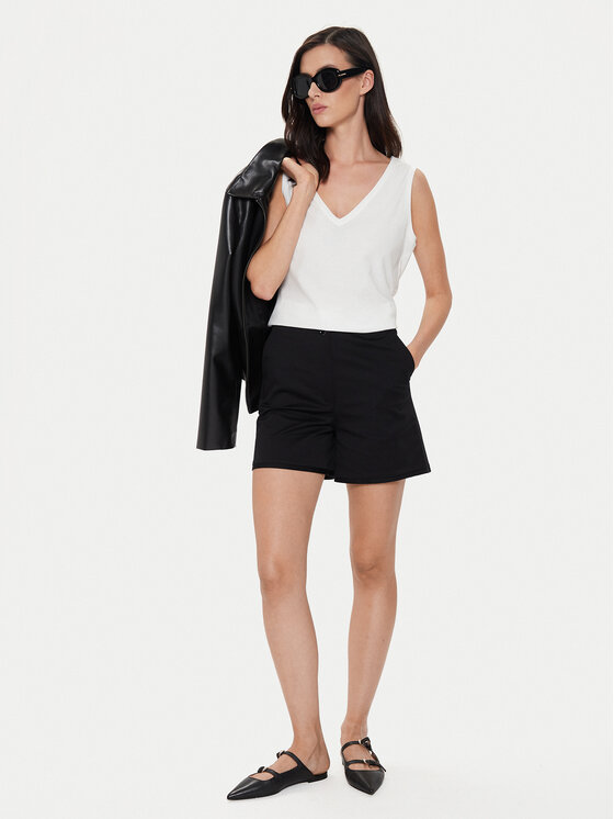 Sisley Sisley Šortky z materiálu 4ED4L901A Černá Regular Fit