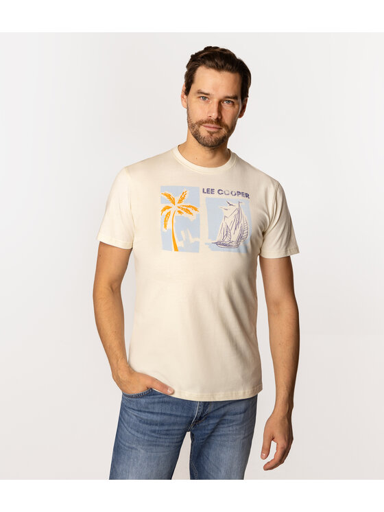 Lee Cooper Lee Cooper T-Shirt SEA 1160 Beżowy Slim Fit