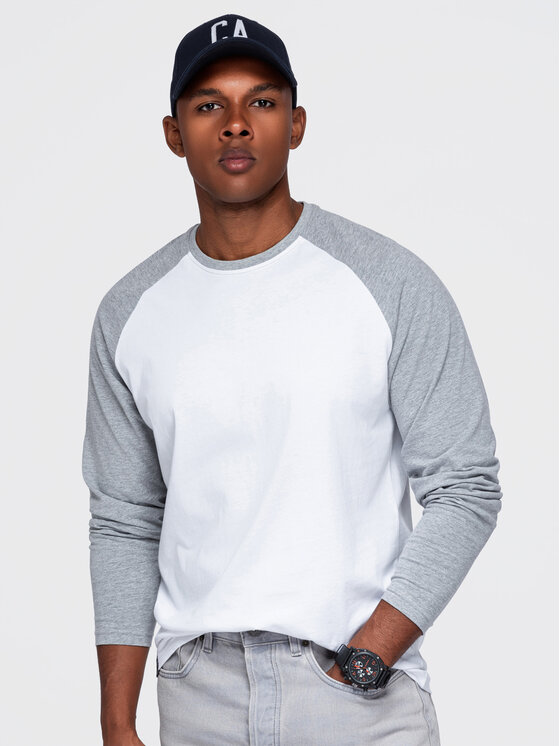 Ombre Ombre Longsleeve OM-LSCL-0141 Szary Regular Fit