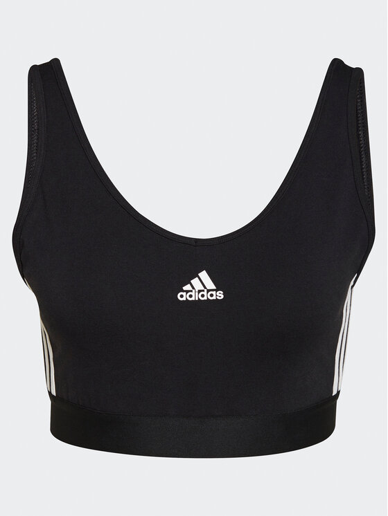 adidas adidas Koszulka techniczna Essentials 3-Stripes Crop Top With Removable Pads GS1343 Czarny