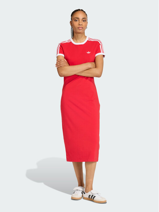 adidas adidas Sukienka codzienna 3 STRIPES DRESS (SLIM) Czerwony Slim Fit