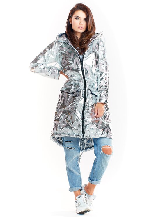 Awama Awama Kurtka damska A339 Srebrny Basic Fit