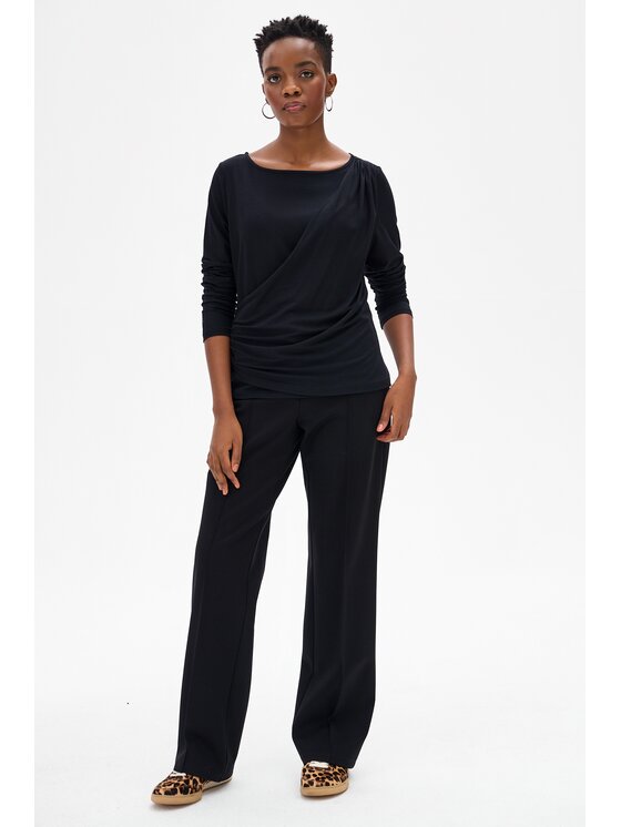 blue shadow blue shadow Bluzka Nanu Czarny Regular Fit