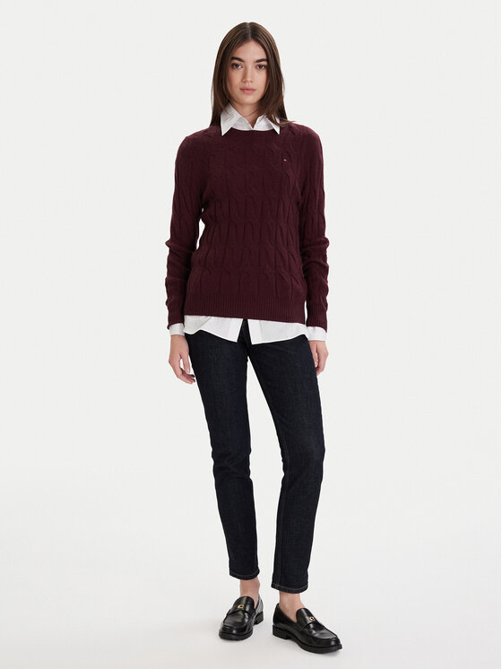 Tommy Hilfiger Tommy Hilfiger Pulover WW0WW43586 Bordo rdeča Regular Fit