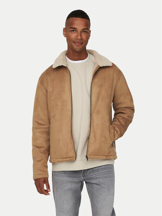 Only & Sons Only & Sons Geacă din imitație de piele 22026162 Bej Regular Fit