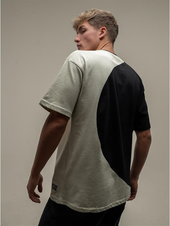 Good Luck Good Luck T-Shirt Koszulka Męska Z Krótkim Rękawem Oversize Czarna / Beżowa GOOD LUCK Loopy XXL Czarny Regular Fit