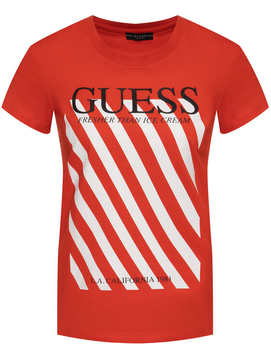 Guess Guess T-krekls Creamy Tee W0GI57 JA900 Sarkans Regular Fit