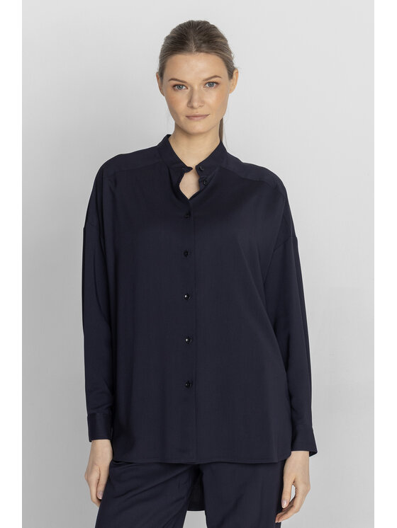 Deni Cler Milano Deni Cler Milano Bluzka W-DC-1422-F2-A6-59-1 Granatowy Regular Fit