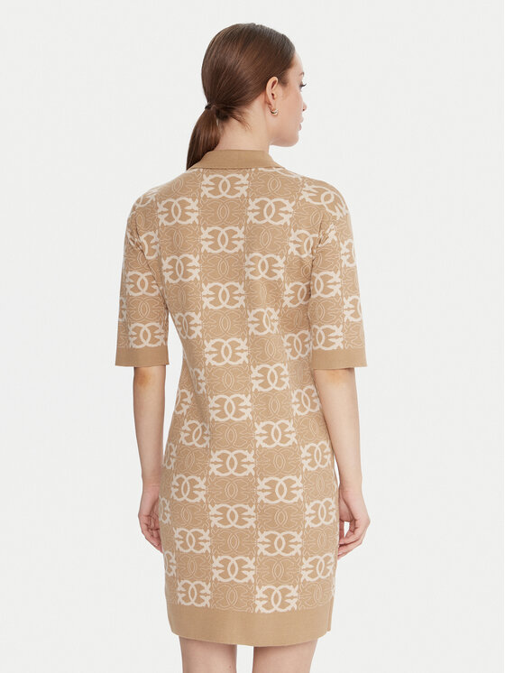 PINKO PINKO Kootud kleit Nothing 106039 A2YD Beež Regular Fit