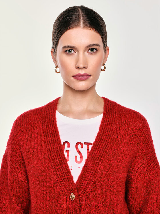 BIG STAR BIG STAR Kardigan KARDILA Czerwony Basic Fit