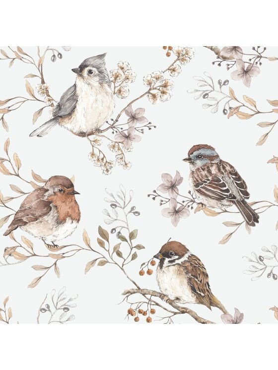 Tapeta Dekornik, Birds White-Gray