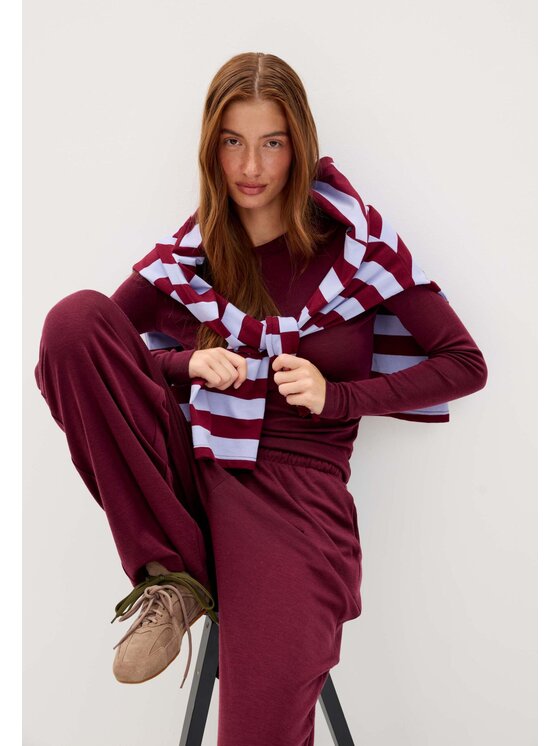 Mirons Mirons Komplet bluzka i spodnie soft Bordowy Regular Fit
