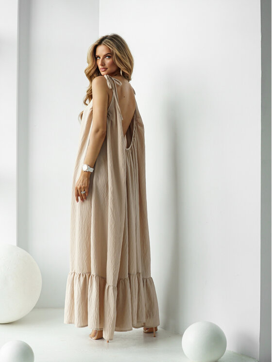 LilaLou LilaLou Sukienka letnia Gypsy Beżowy Oversize