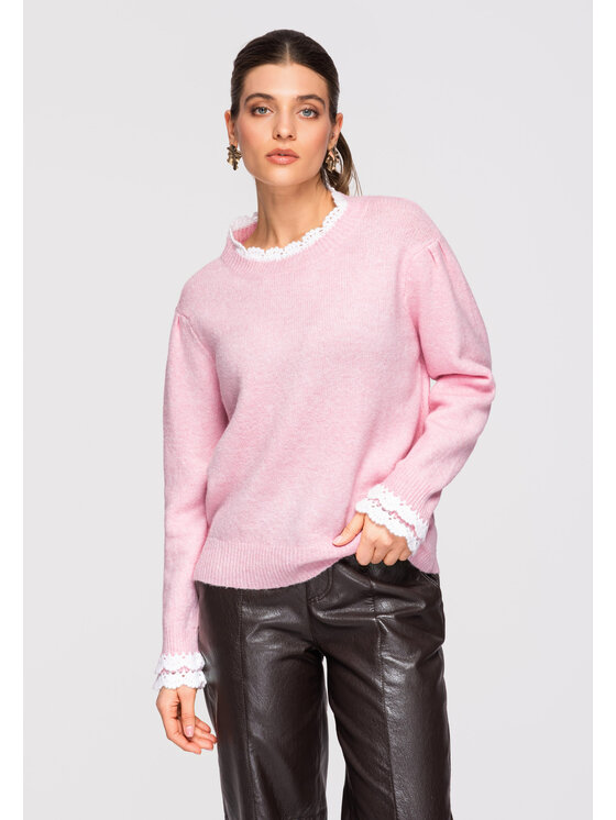 Ombre Ombre Sweter OW-SWSW-0105 Różowy Regular Fit