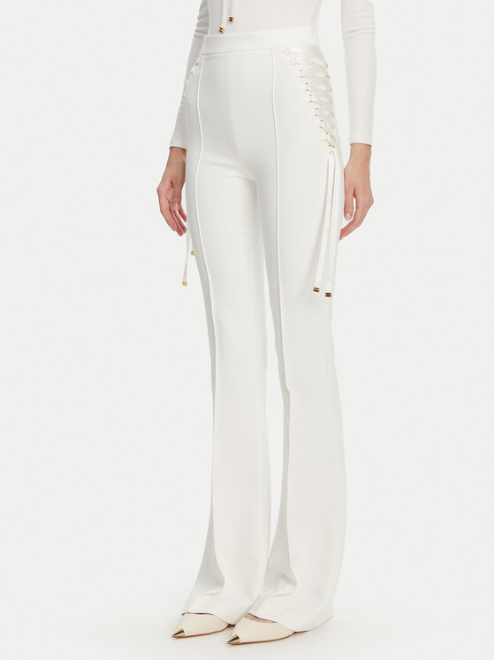 Elisabetta Franchi Elisabetta Franchi Kalhoty z materiálu PA-083-51E2 Bílá Regular Fit