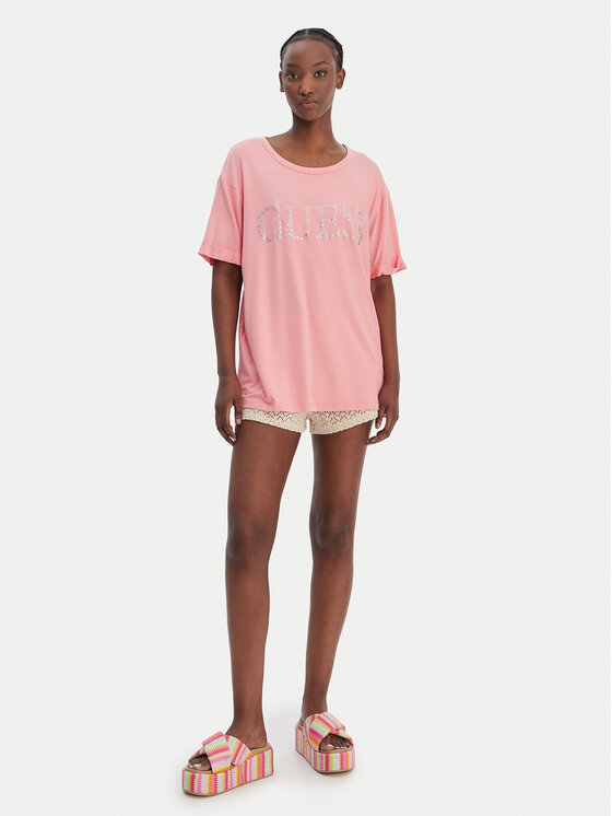 Guess Guess Tricou E5GI07 K68D2 Roz Regular Fit