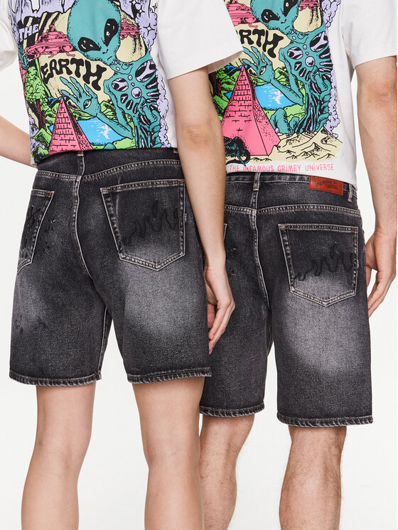 Pantaloncini di jeans GSJ157 Nero Regular Fit