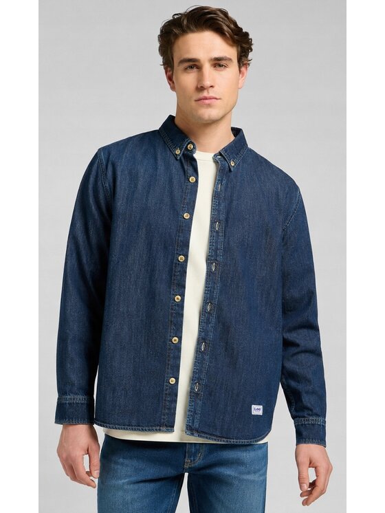 Lee Lee camicia di jeans No Pocket Button Down Blu Relaxed Fit