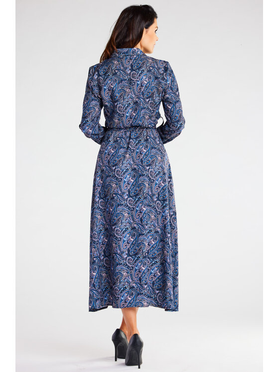 Awama Awama Vestito chemisier A467 Blu scuro Basic Fit