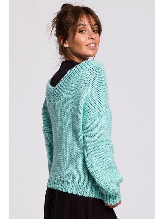 BeWear BeWear Sweter BK046 Zielony Modern Fit
