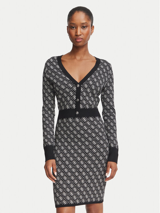 Guess Guess Úpletové šaty W6BK23 Z1422 Černá Slim Fit