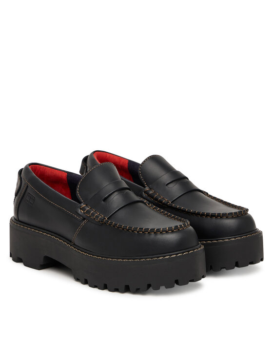 Tommy Jeans Tommy Jeans Loaferek Archive '01 Loafer Leather EN0EN03005 Fekete