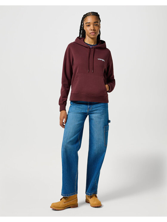 Wrangler Wrangler Felpa REGULAR HOODIE Rosso Loose Fit