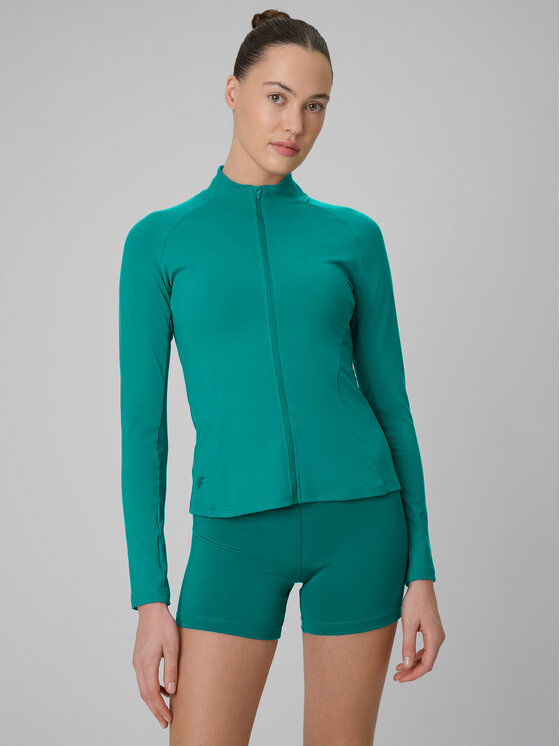 4F 4F Bluza techniczna BASIC+ Turkusowy Slim Fit