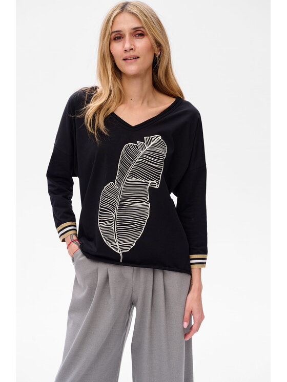 blue shadow blue shadow Bluzka Banan Czarny Regular Fit