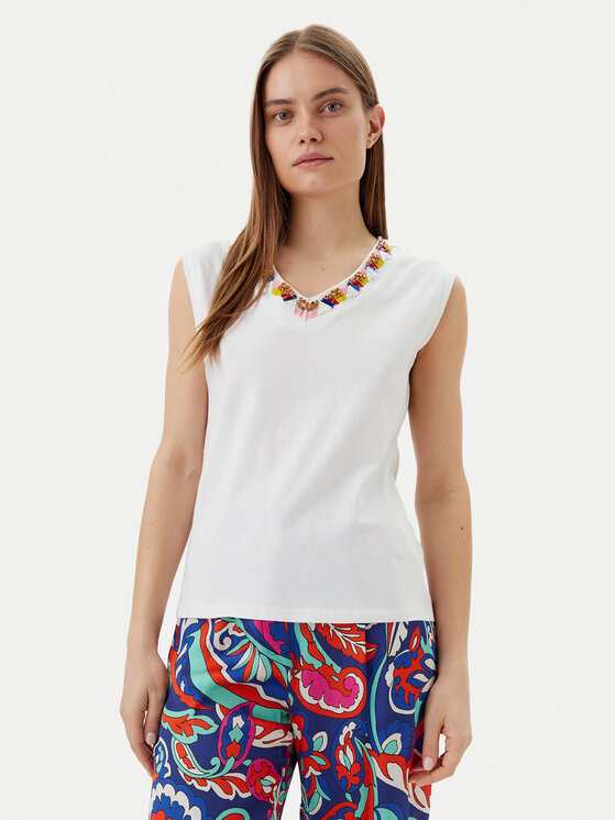 LOLA CASADEMUNT Top MS2515021 Alb Regular Fit