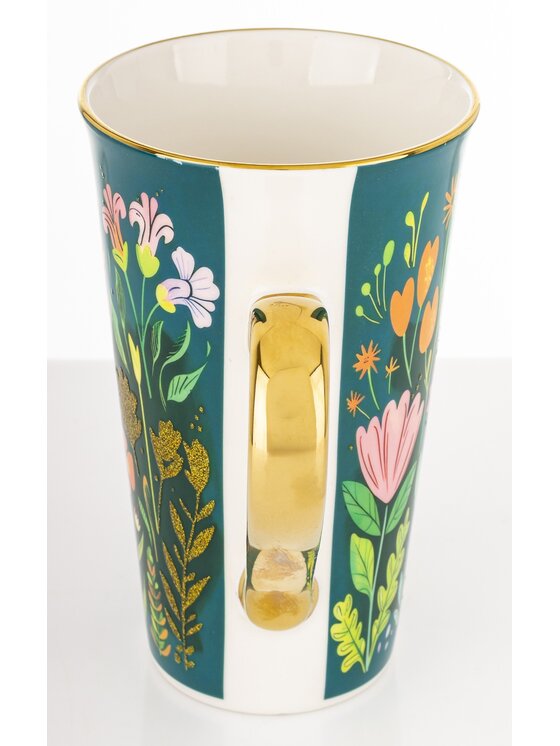 MIAhome MIAhome Kubek porcelanowy 700 ml BLUMEN-II 17x15x10 cm zielony Zielony