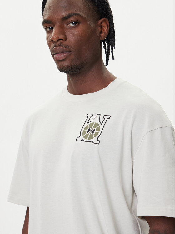 Under Armour Under Armour T-särk Hoops Courtside 6003686 Valge Oversize