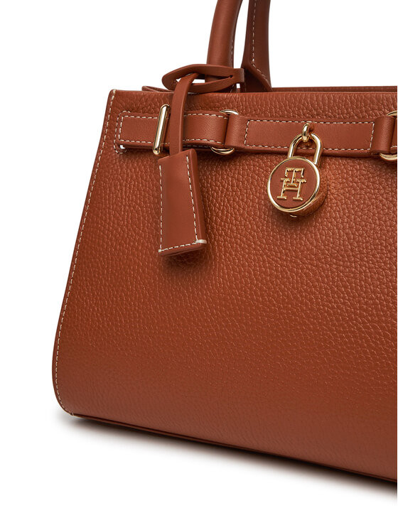 Tommy Hilfiger Tommy Hilfiger Ročna torba American Icon Mini Tote Leather AW0AW17188 Rjava