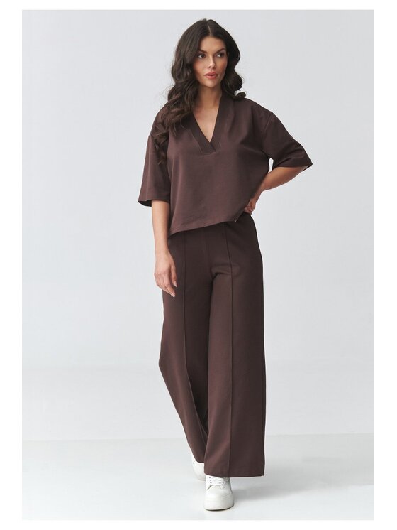 Makadamia Makadamia Dres M921 Brązowy Loose Fit