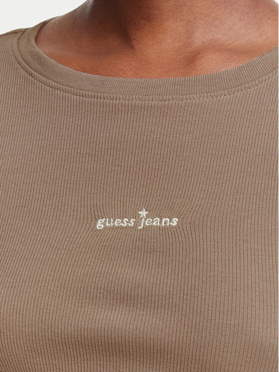 Guess Jeans Guess Jeans Bluzka W6YP14 K3821 Beżowy Slim Fit