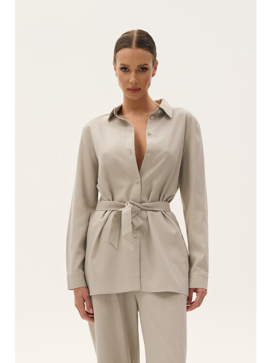 TRIPLES TRIPLES Koszula Porto Grey Szary Oversize